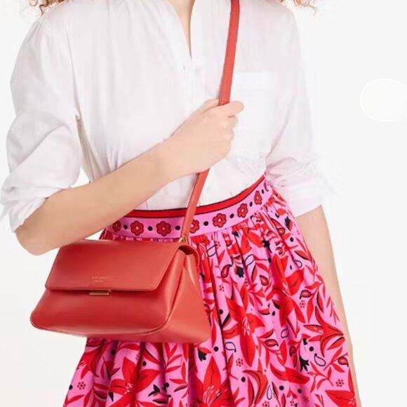 Kate Spade Grace Convertible Shoulder Bag Red Leather Small Flap Shoulder Bag - Picture 4 of 15